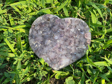 Load image into Gallery viewer, Large Amethyst Heart, Purple Amethyst Geode Heart, 1.3 lbs Amethyst Heart, Amethyst Cluster Heart, Crystal Cluster Heart, Brazil Amethyst
