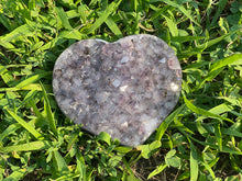 Load image into Gallery viewer, Large Amethyst Heart, Purple Amethyst Geode Heart, 1.3 lbs Amethyst Heart, Amethyst Cluster Heart, Crystal Cluster Heart, Brazil Amethyst
