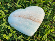 Load image into Gallery viewer, Caribbean Calcite Heart, 2.3 pounds Blue Aragonite Heart, Large Caribbean Calcite Heart, Huge Calcite Heart, Caribbean Calcite Extra Large
