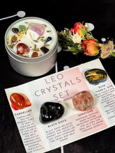 Load image into Gallery viewer, Leo Crystals Set, Leo Zodiac Gifts, Leo Crystal Box, Crystals for Leo, Leo Crystal Candle, Leo Birthstones, Leo Gift Set, Birthday Leo Box
