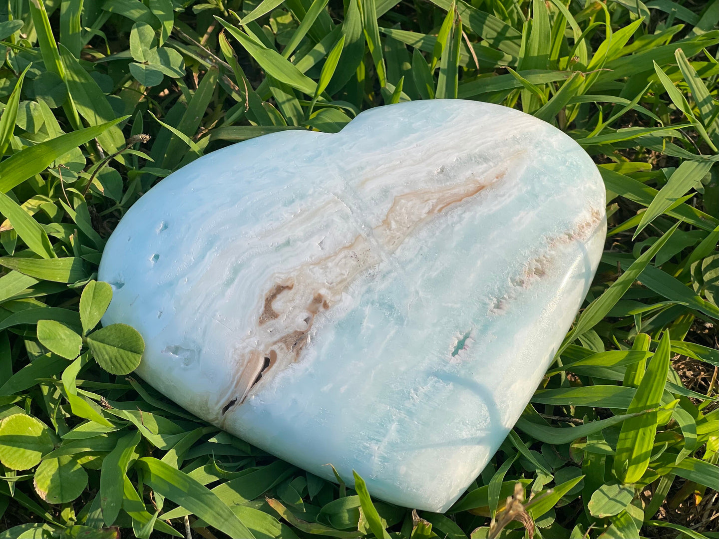 Caribbean Calcite Heart, 2.3 pounds Blue Aragonite Heart, Large Caribbean Calcite Heart, Huge Calcite Heart, Caribbean Calcite Extra Large