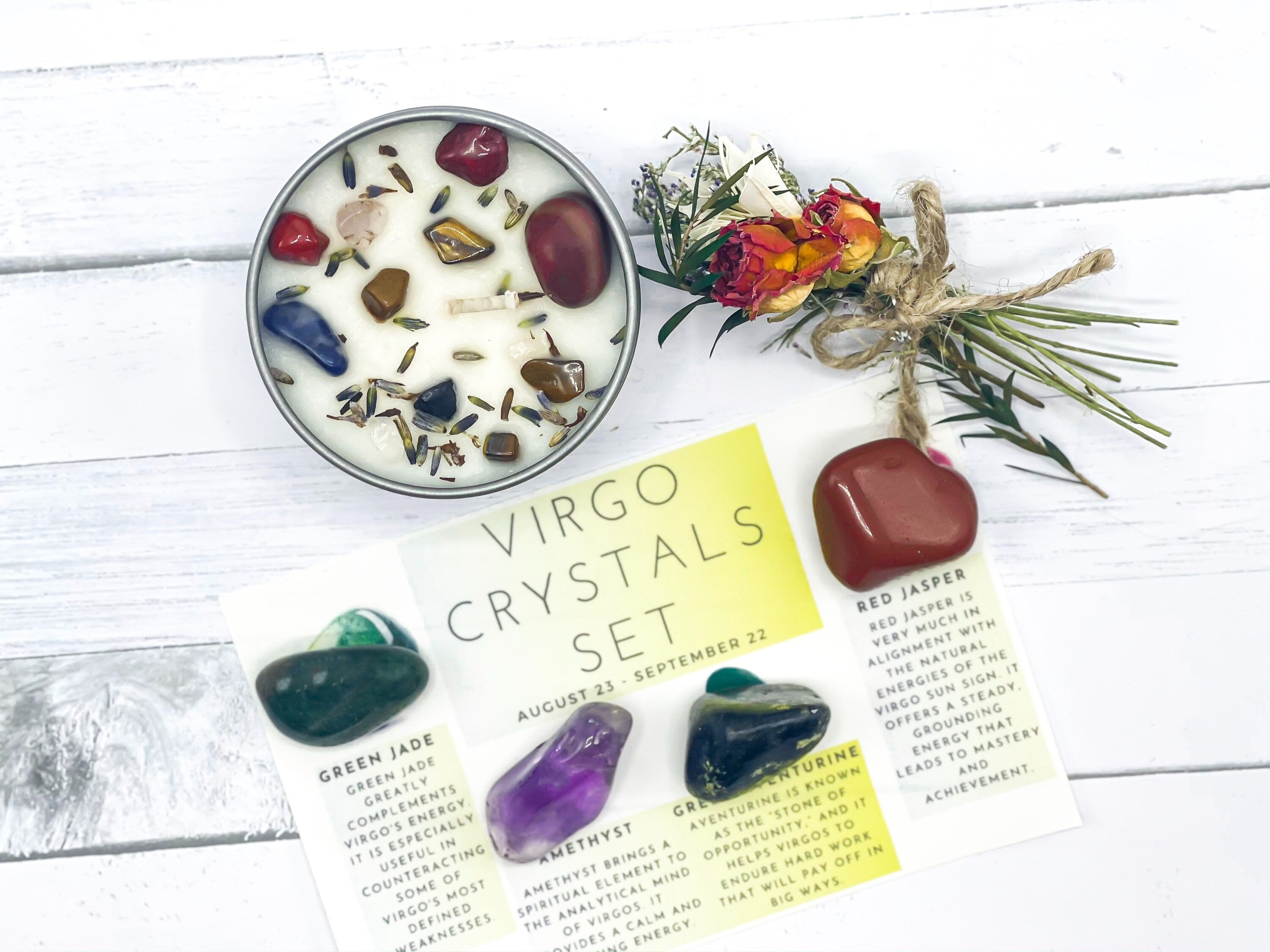 Virgo Crystals Set, Virgo Gift Box, Virgo Birthday Crystal Kit, Virgo Zodiac Gifts, Crystals for Virgo, Virgo Birthstones, Birthday Virgo