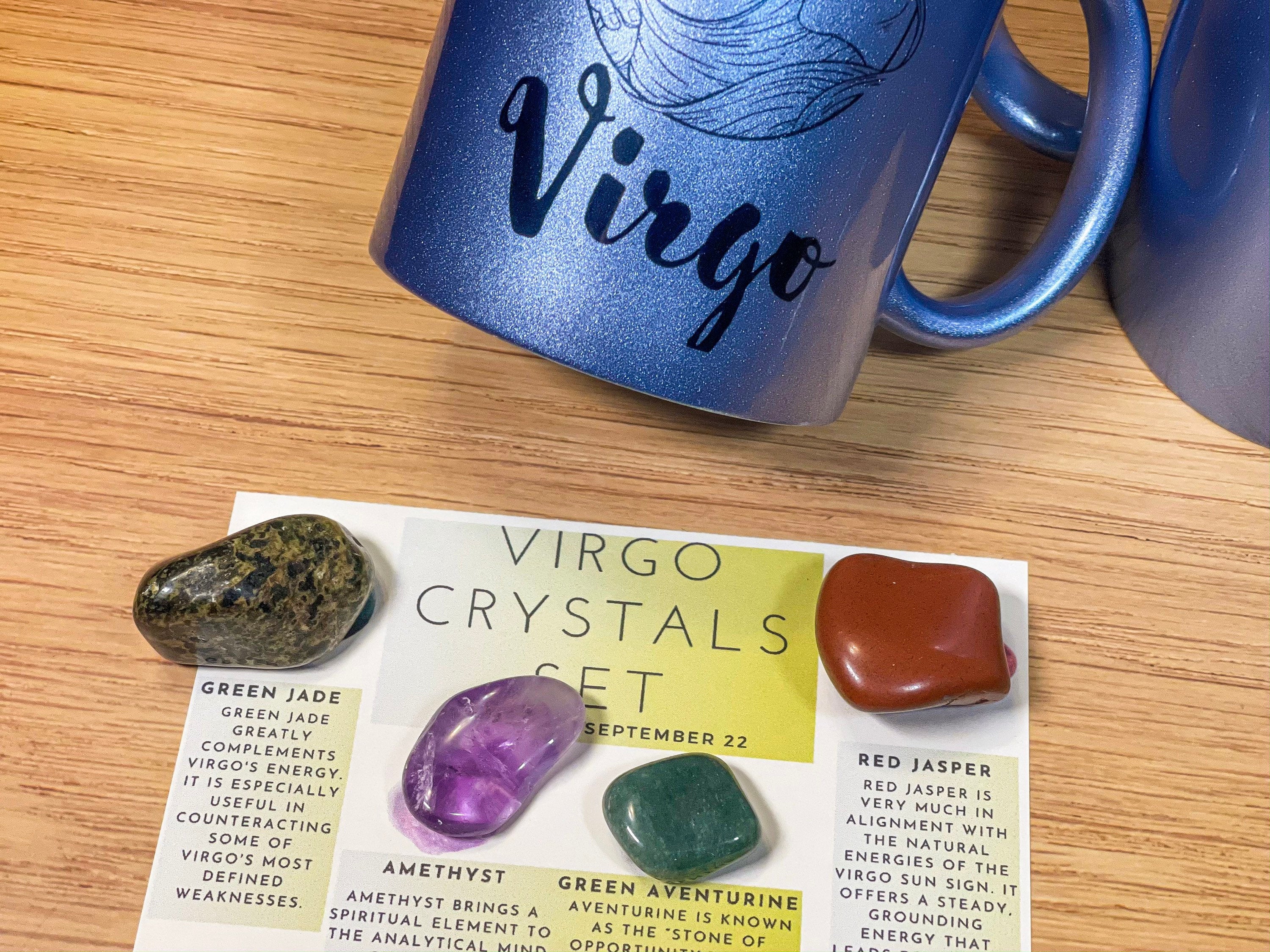 Virgo Mug, Virgo Custom Mug, Virgo Mug with Crystals, Virgo Crystals with Mug, Virgo Zodiac Mug, Virgo Crystals Gift