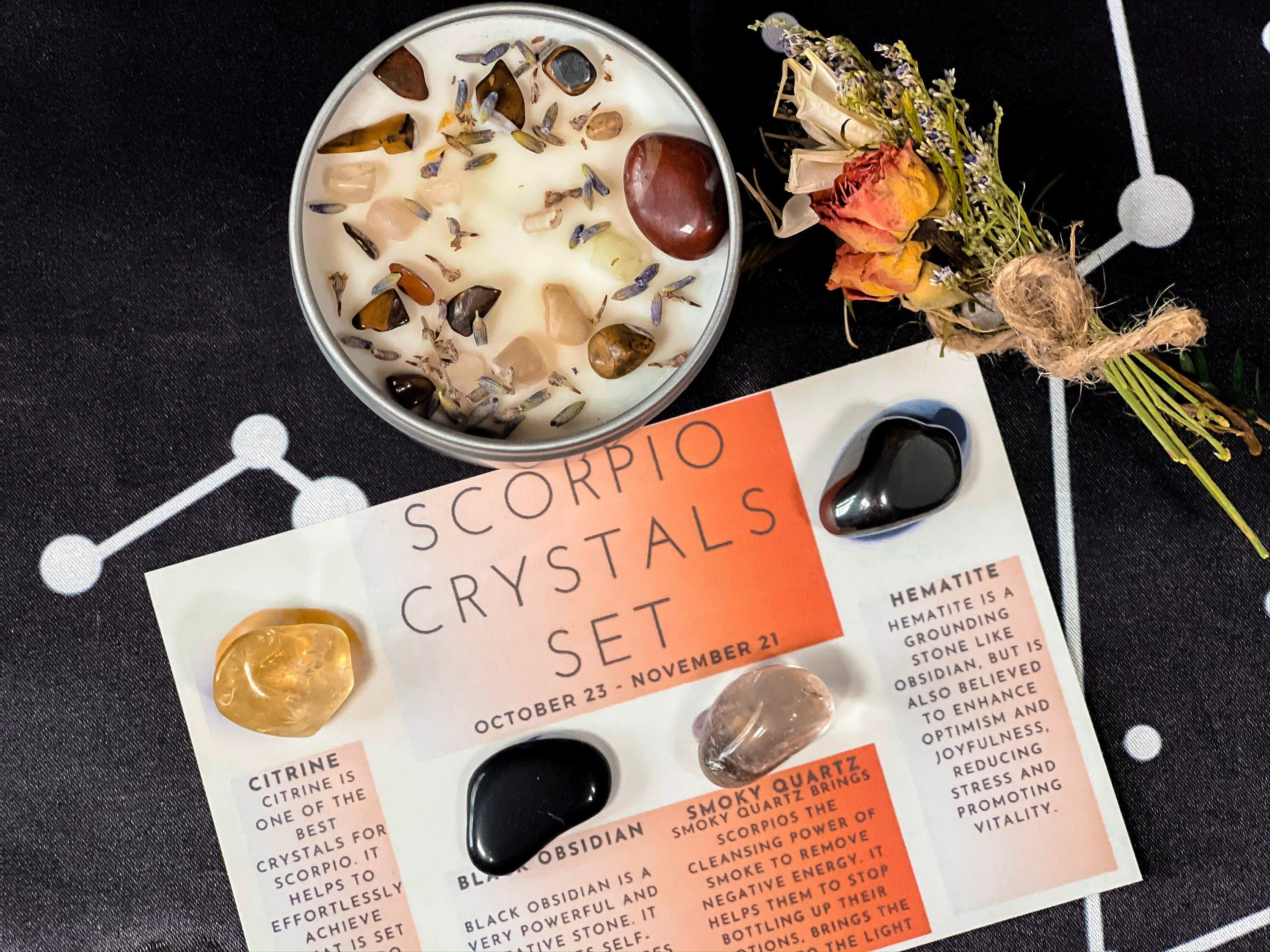 Scorpio Crystals Box, Scorpio Stones, Scorpio Crystals Gift Set, Scorpio Crystal Kit, Crystals for Scorpio, Scorpio Birthstones, Zodiac Gift