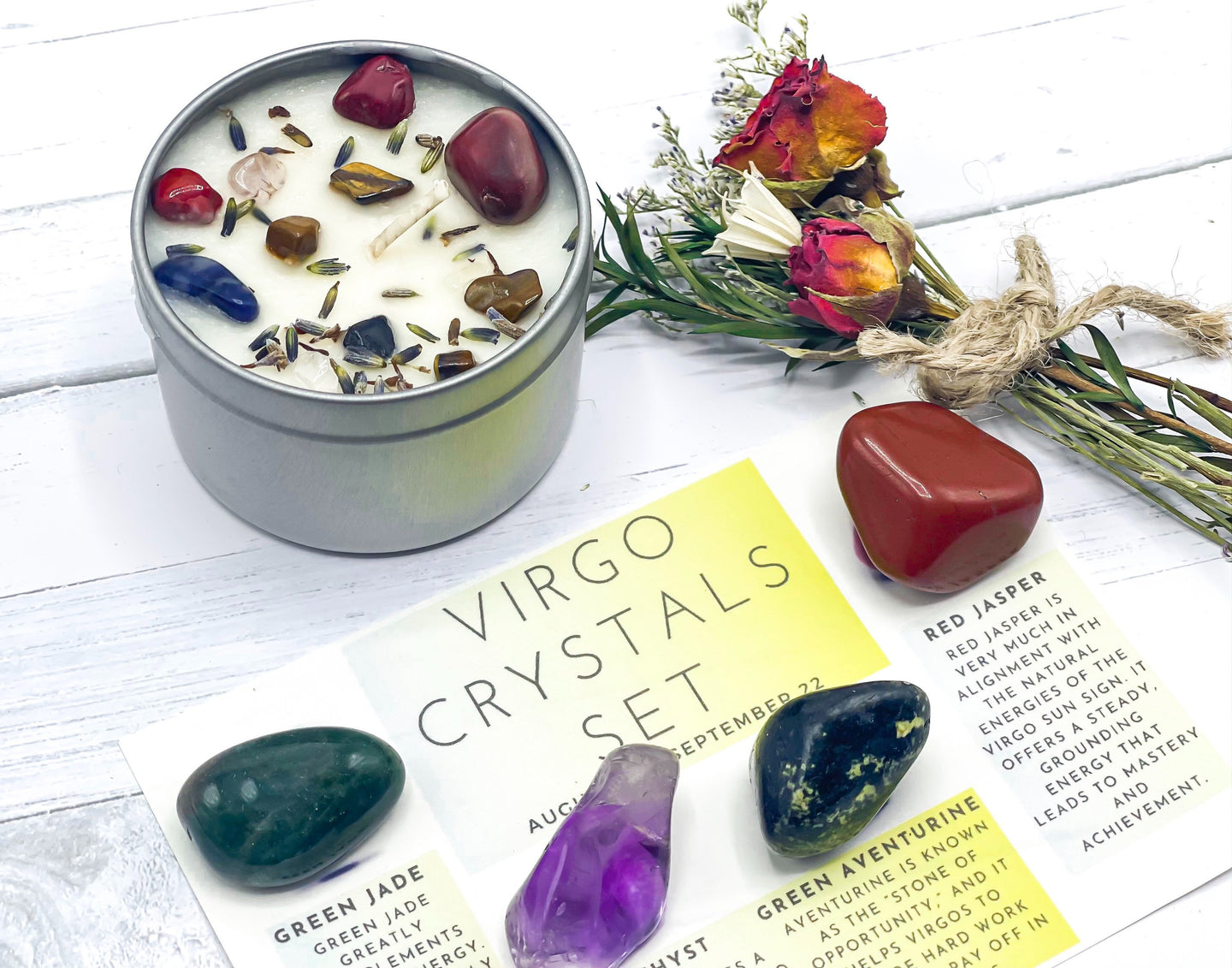 Virgo Crystals Set, Virgo Gift Box, Virgo Birthday Crystal Kit, Virgo Zodiac Gifts, Crystals for Virgo, Virgo Birthstones, Birthday Virgo