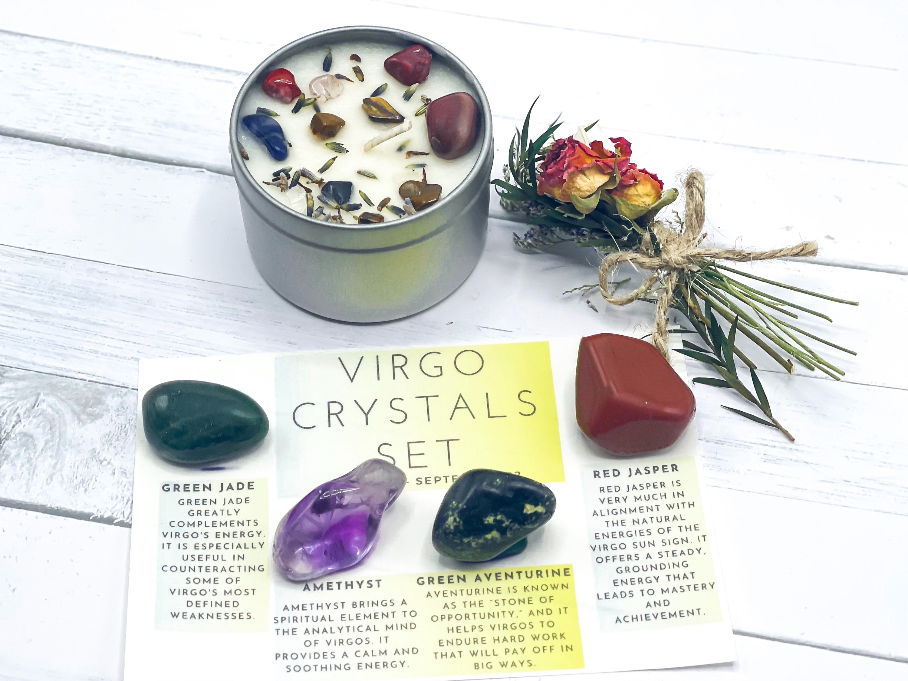 Virgo Crystals Set, Virgo Gift Box, Virgo Birthday Crystal Kit, Virgo Zodiac Gifts, Crystals for Virgo, Virgo Birthstones, Birthday Virgo