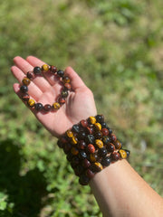 Mixed Tigers Eye Bracelet, Tigers Eye Crystal Bracelet 12 mm, Bracelet with Mixed Tigers Eye, Large Crystal Bracelet