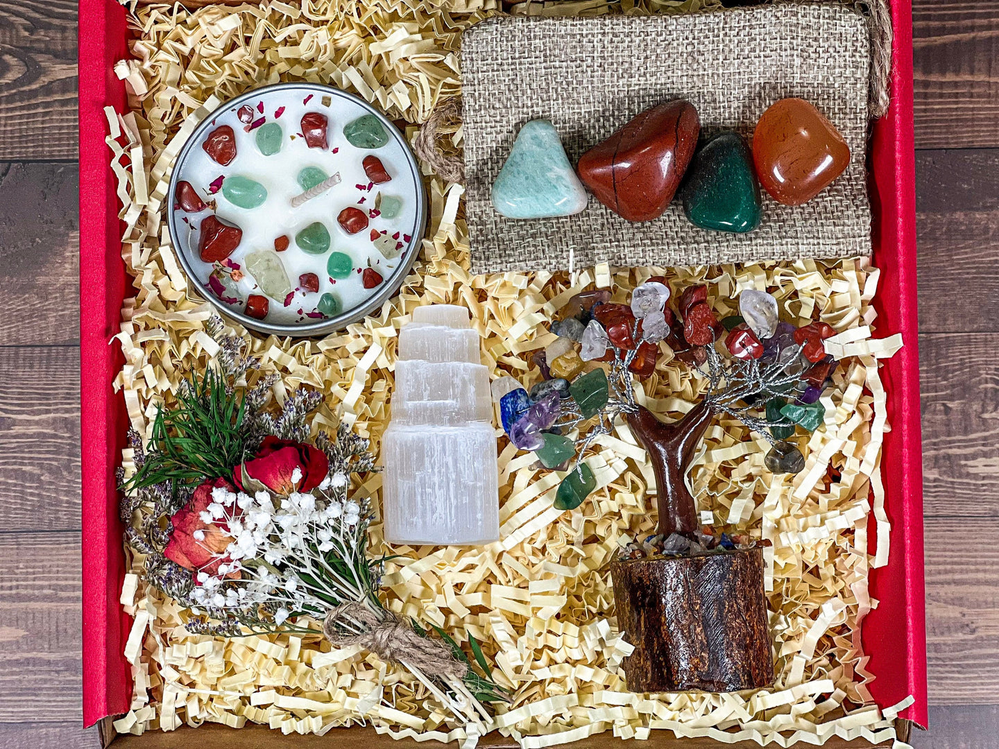 Merry Christmas Crystal Gift Box, Christmas Gift Set with Crystals, Crystals Holidays Box