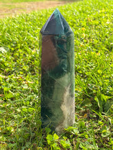 Load image into Gallery viewer, HUGE Fluorite Tower, Polished Fluorite Rainbow Tower, Large Fluorite Tower, 2.8 Pound Fluorite Tower, XL Fluorite Tower
