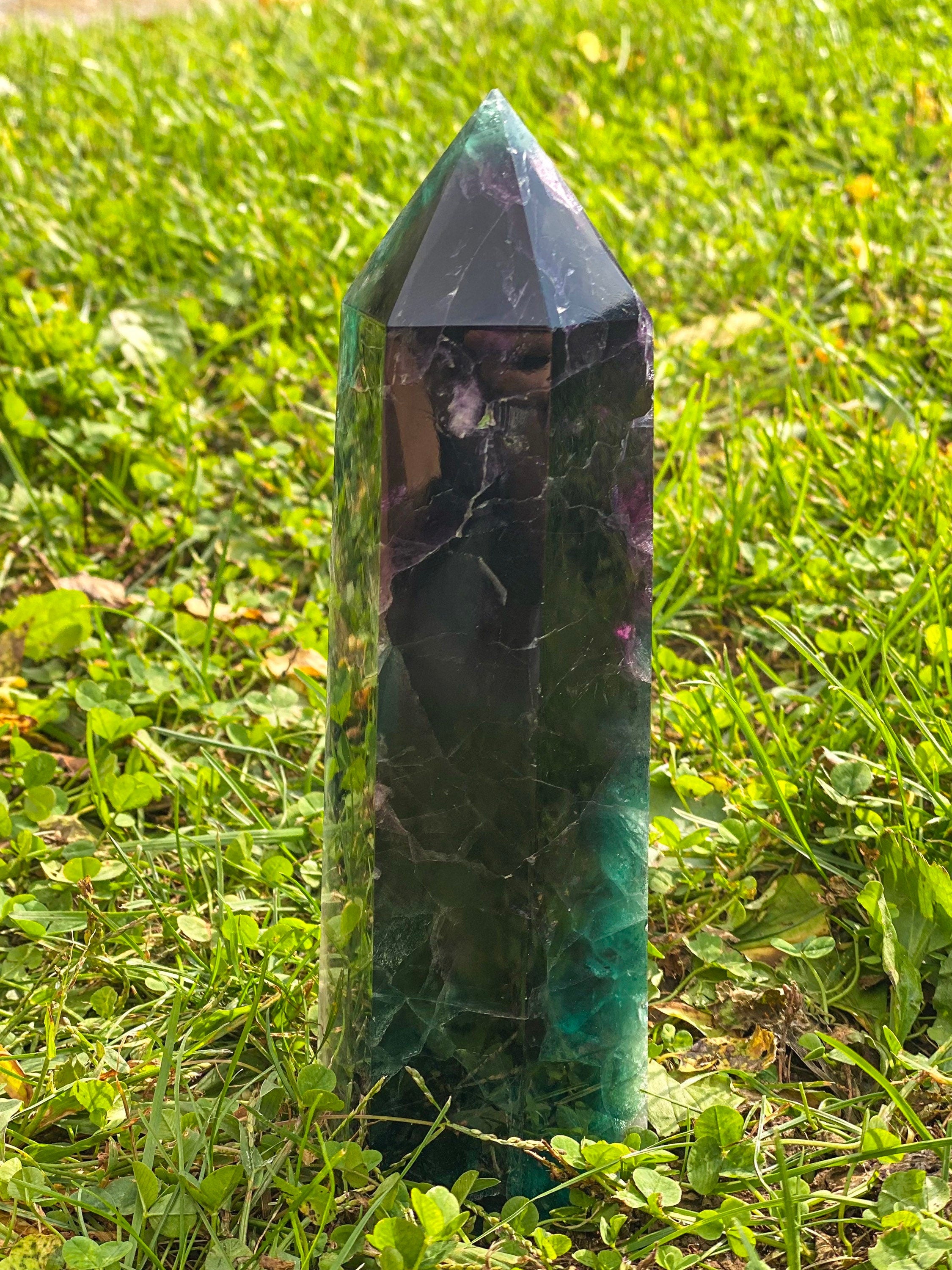 HUGE Fluorite Tower, Polished Fluorite Rainbow Tower, Large Fluorite Tower, 2.8 Pound Fluorite Tower, XL Fluorite Tower