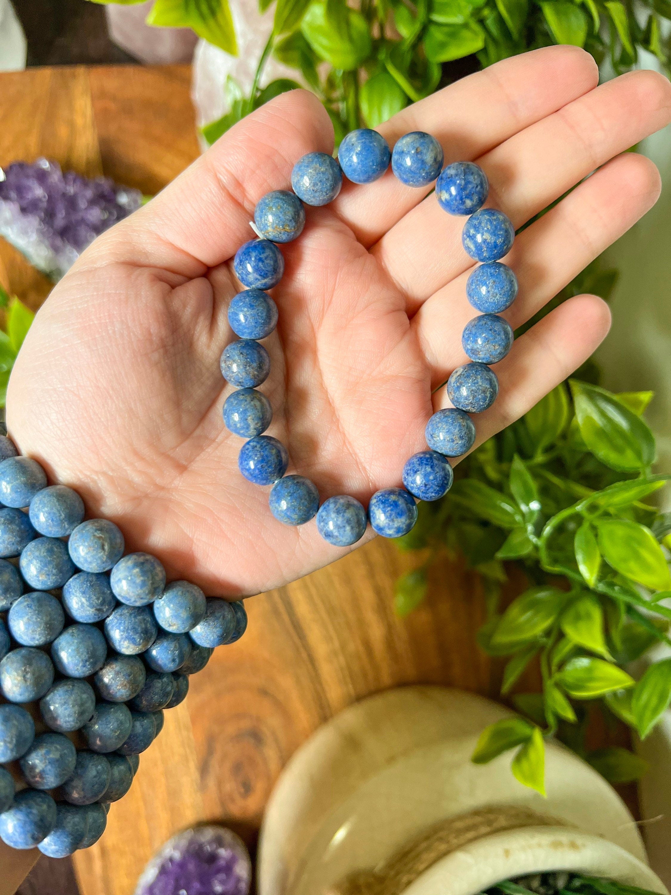 Dumortierite 10mm Beaded Intention Bracelet