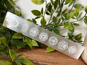 Chakra Selenite, Sleenite Wand with Chakra, 7 Chakra Selenite Wand, Etched Chakra Selenite, Selenite Stick