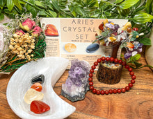 Load image into Gallery viewer, Aries Crystals Deluxe Box, Deluxe Aries Crystals Set, Crystals For Aries, Aries Crystals Gift Box, Aries Gifts Birthstone Kit, Aries Gifts
