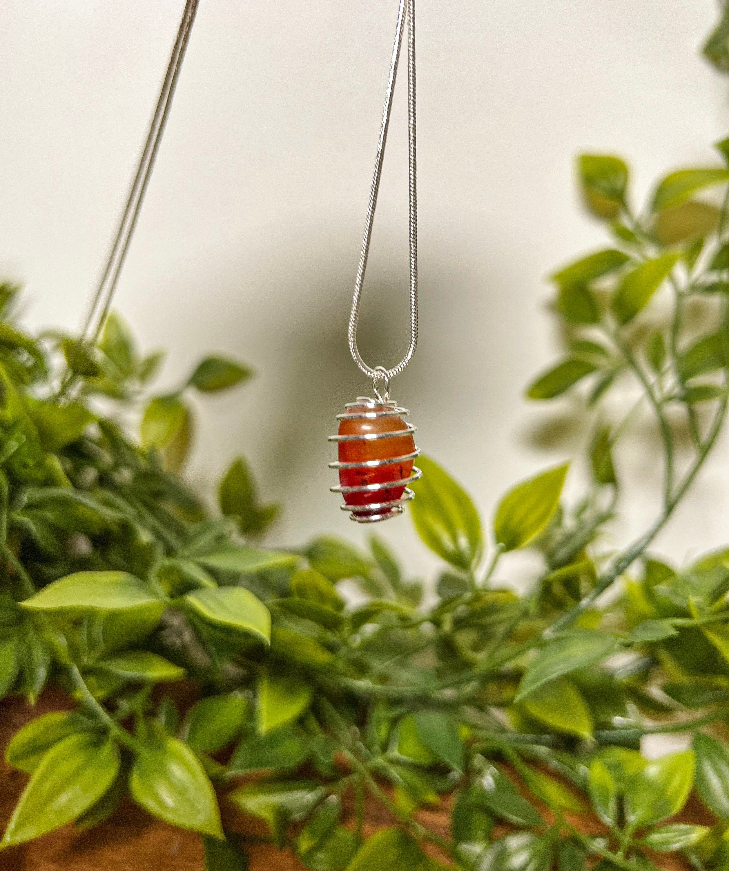 Carnelian Necklace, Carnelian Caged Necklace, Crystals Necklace, Necklace Carnelian, Aquamarine Necklace, Caged Crystal Necklace