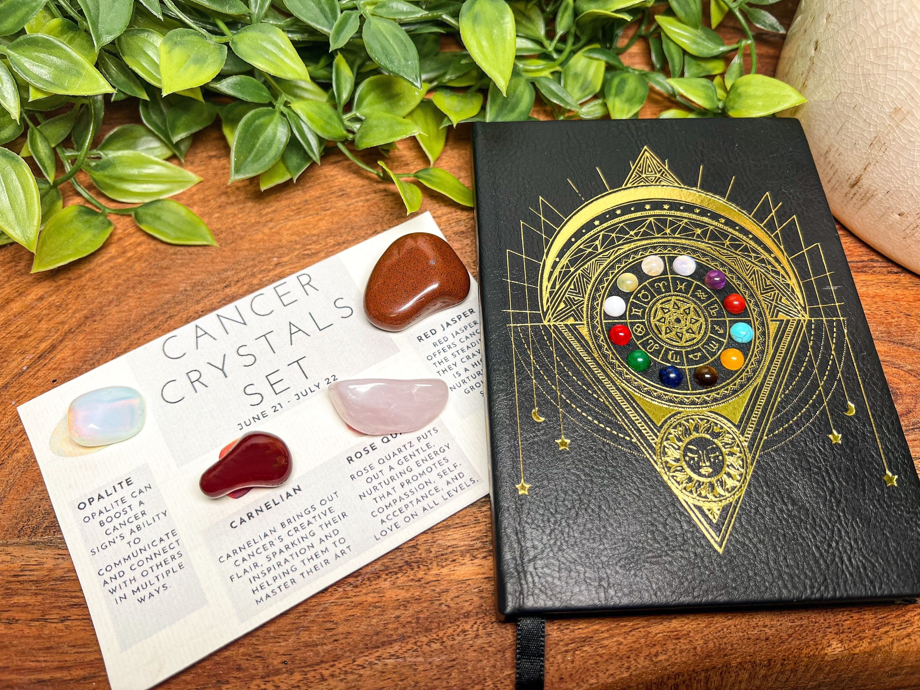 Cancer Crystal Set, Crystals Gift Box with Journal, Cancer Crystals with Journal, Birthday Crystal Set, Zodiac Crystal Kit, Cancer Crystals