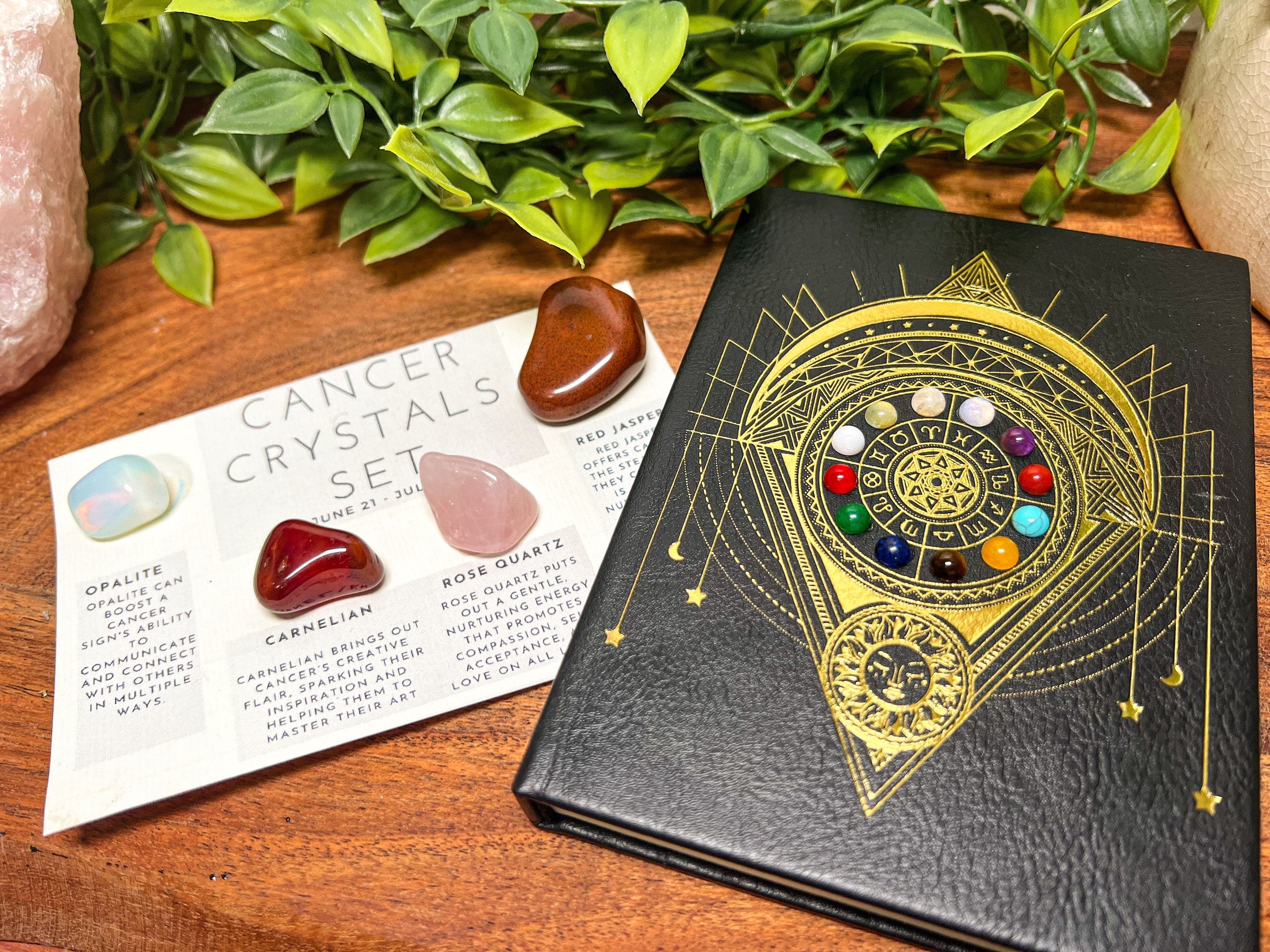 Cancer Crystal Set, Crystals Gift Box with Journal, Cancer Crystals with Journal, Birthday Crystal Set, Zodiac Crystal Kit, Cancer Crystals