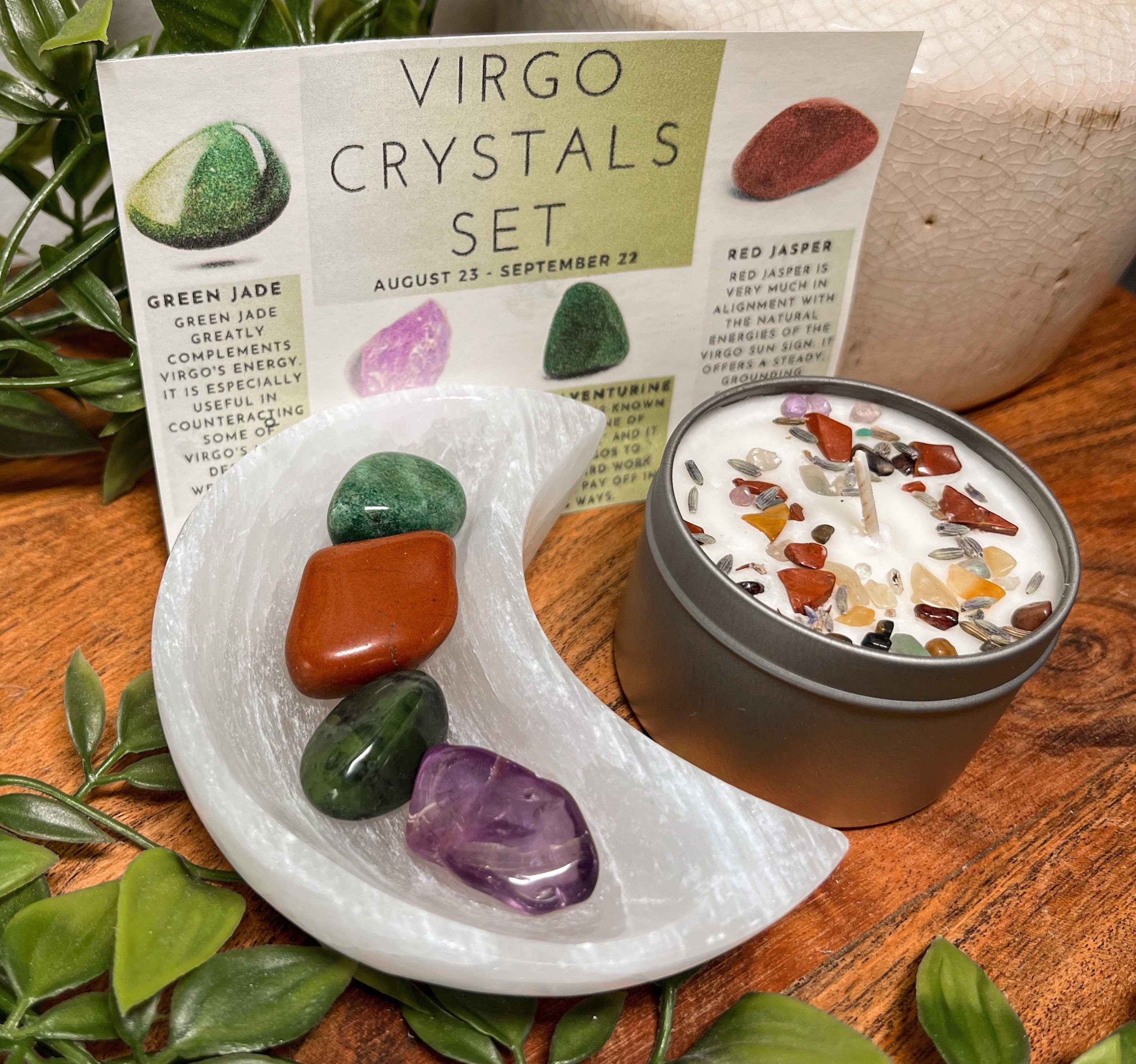 Virgo Crystals Set, Virgo Zodiac Gifts, Virgo Crystal Box, Crystals for Virgo, Virgo Crystal Candle, Virgo Birthstones, Virgo Birthday Gift