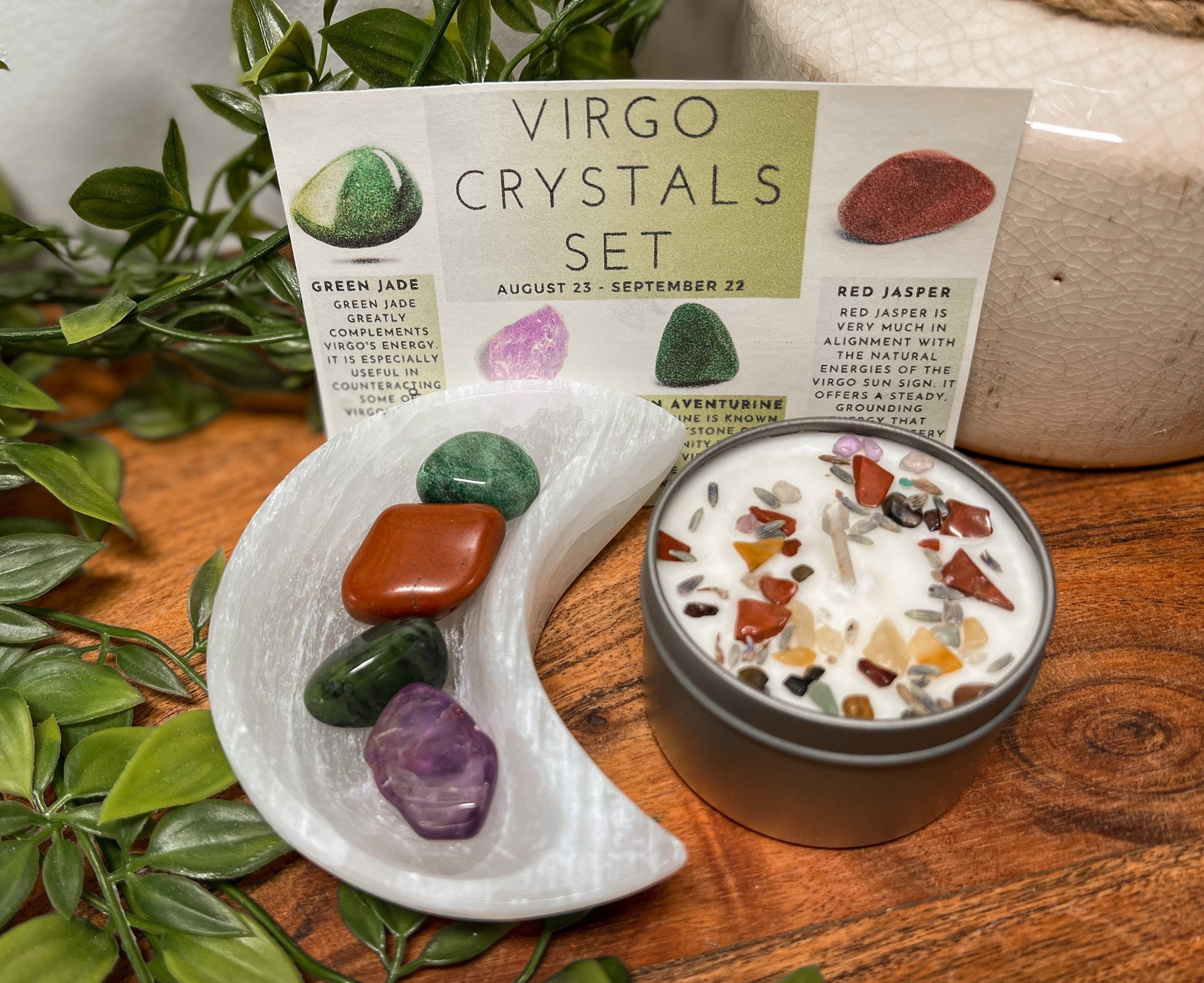 Virgo Crystals Set, Virgo Zodiac Gifts, Virgo Crystal Box, Crystals for Virgo, Virgo Crystal Candle, Virgo Birthstones, Virgo Birthday Gift