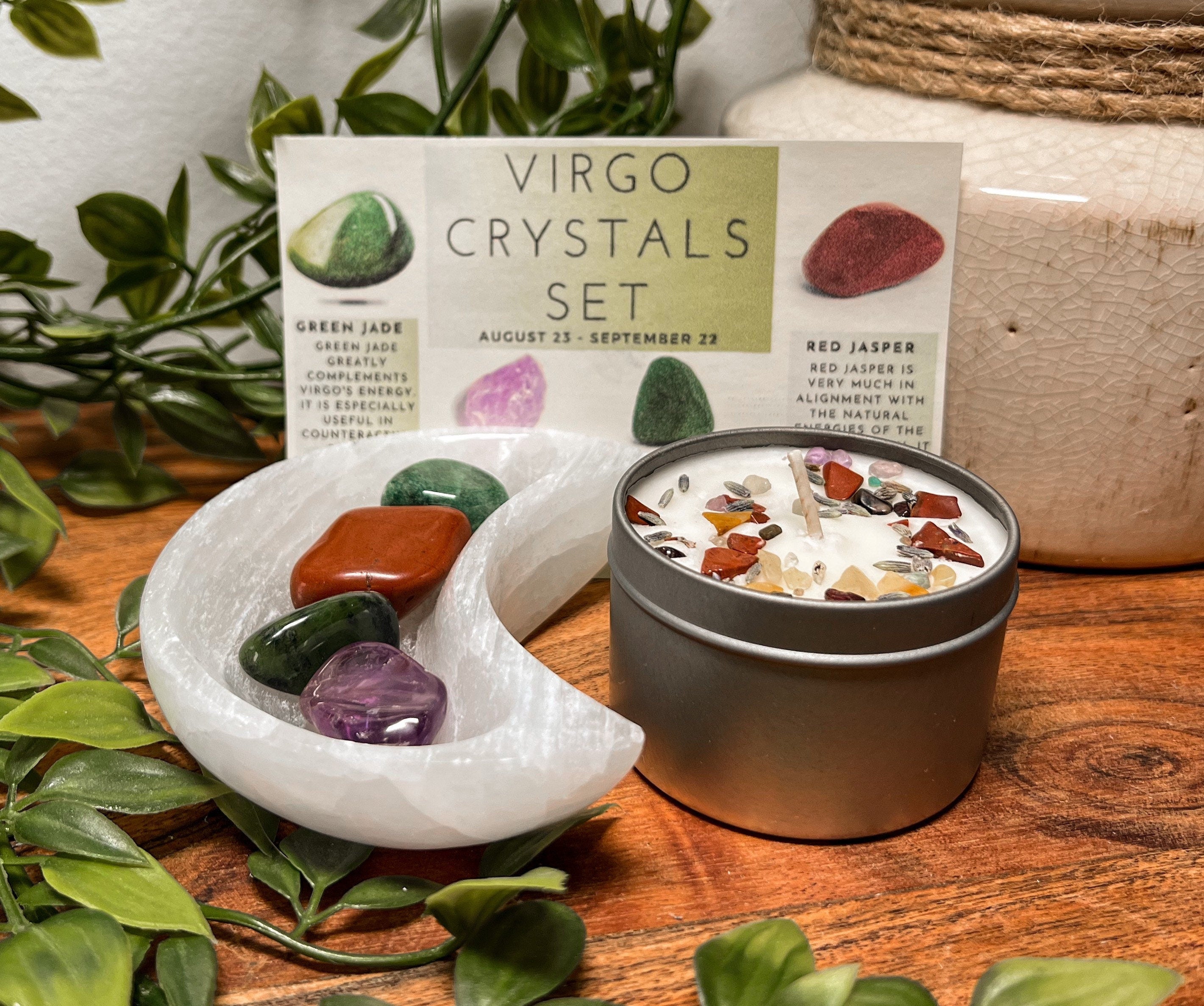 Virgo Crystals Set, Virgo Zodiac Gifts, Virgo Crystal Box, Crystals for Virgo, Virgo Crystal Candle, Virgo Birthstones, Virgo Birthday Gift