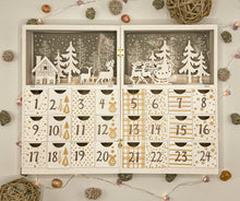 Load image into Gallery viewer, Wood Crystal Advent Calendar with LED Lights
